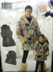 9912 EZ HOOD ZIP FLEECE JKT, VEST, HAT, GLOVES, MUFF FAM PATTERN